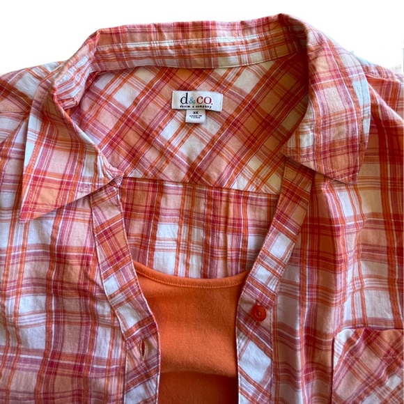 NWOT DENIM&CO 3X SHORT SLEEVE SEERSUCKER TOP - 2 TOPS IN ONE - Picture 6 of 10